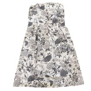 OLD NAVY Strapless Gray & White Floral Midi Party Strapless Dress, Size 6